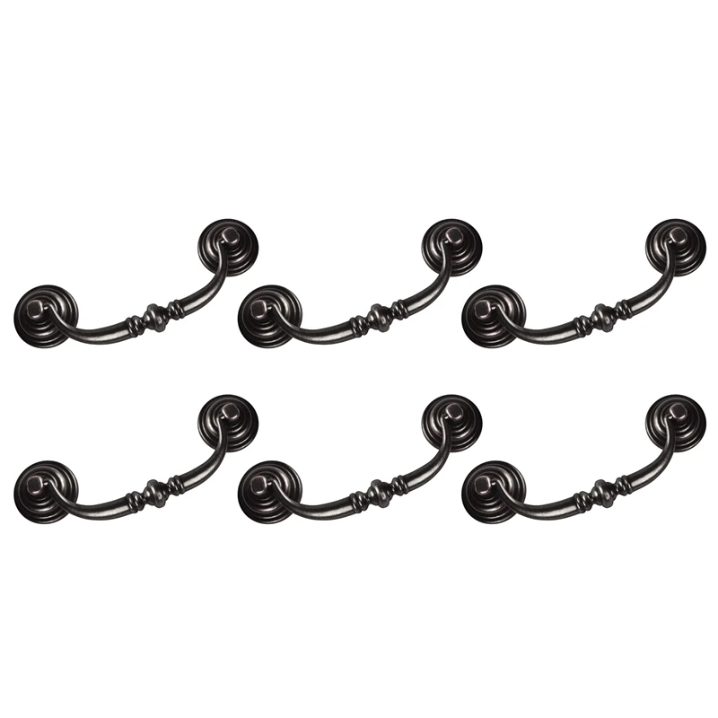 

Shabby Chic Drawer Pulls Handles Antique Black Kitchen Cabinet Drop Bail Pulls Handles 108Mm (6, 4.25Inch Hole Center)