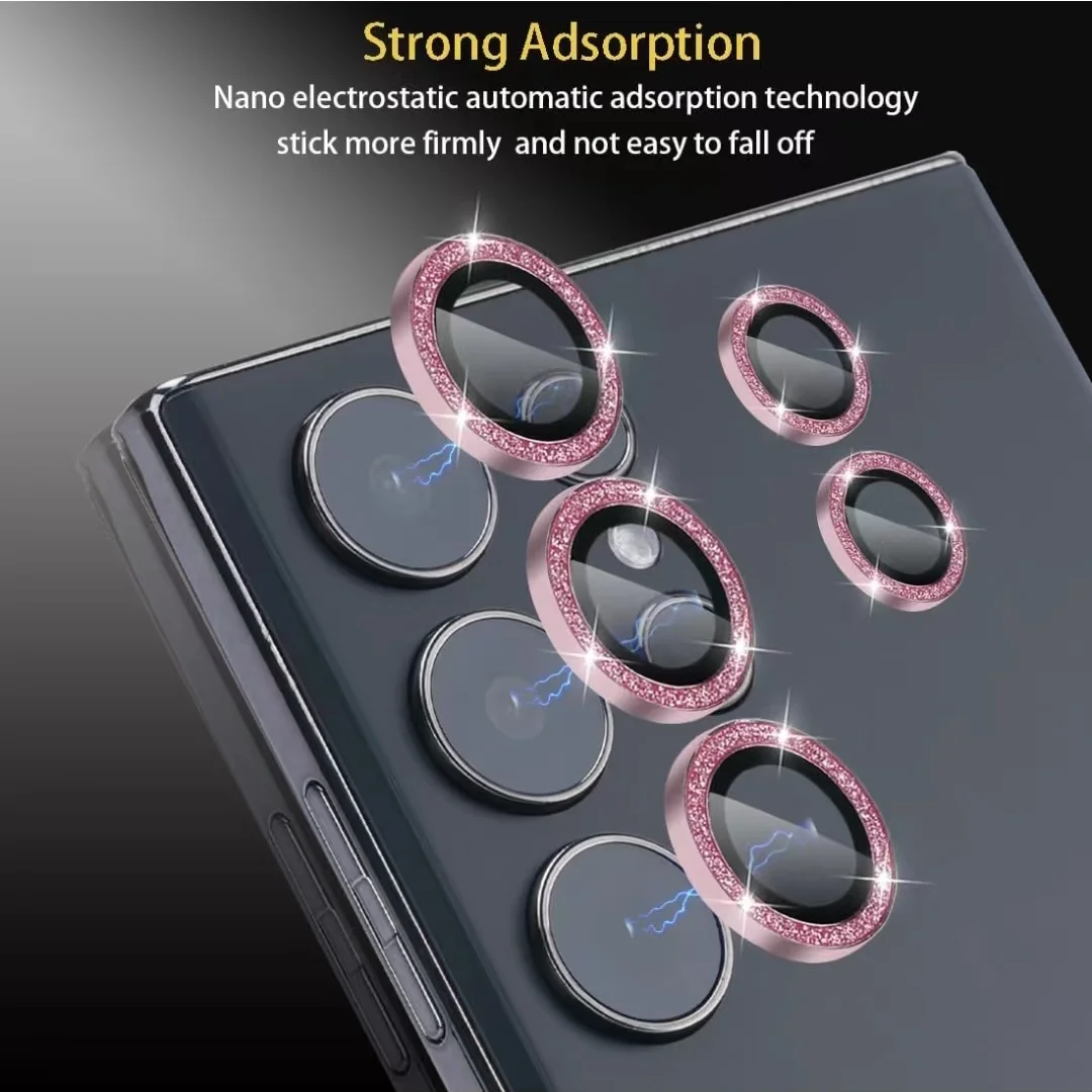 Glitter Camera Lens Protector Glass Per Samsung S24 Ultra Full Cover Lens Anello Di Protezione In Metallo Per Galaxy S24 Plus Camera Film