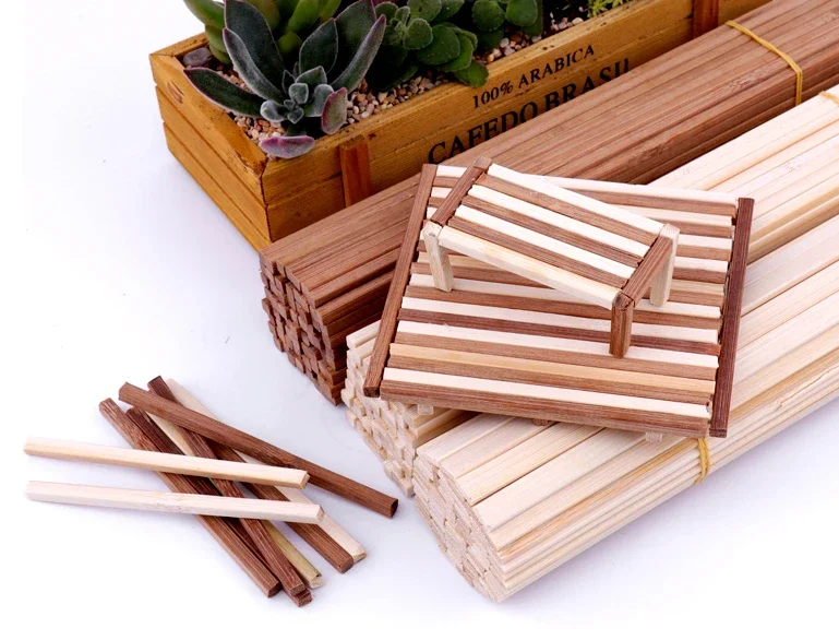 Description Picture 2 of itemRound Square Nan bamboo Flat Bamboo Sticks Wooden Bar Craft Handcraft Making Building Model Airplane DIY Handmade Art Supplies