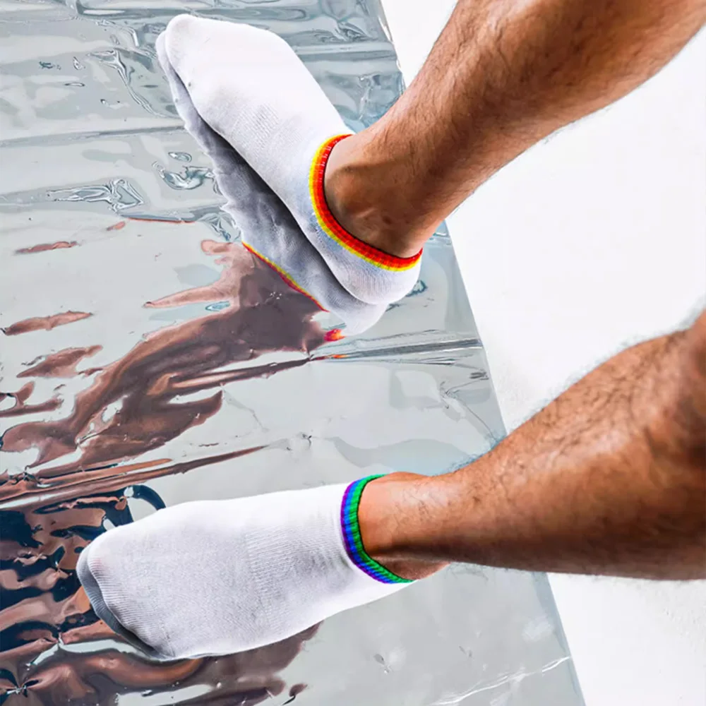 Men's Six-color Rainbow Around Foot Thin Summer Four Seasons Sports Fitness Boat Socks Cotton Socks Thin Socks