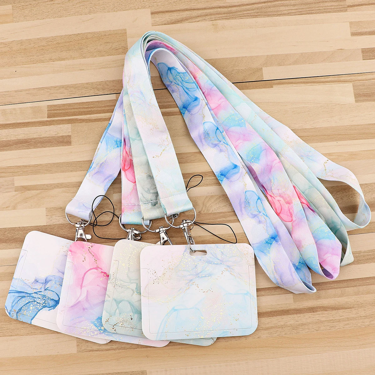 Marble Printing Lanyard For Keychain ID Card Cover Passport Student Cellphone USB Badge Holder Key Ring Neck Straps Accessories badge holder badge holder keychain work permit card set hanging neck strap