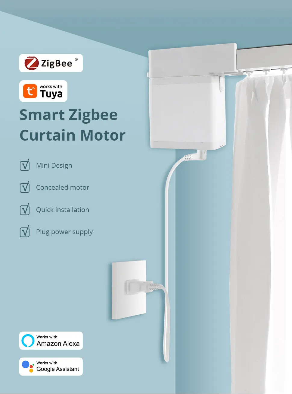 Mini Motor Zigbee Electric Curtain Motor Smart Life App Control Work with Tuya A