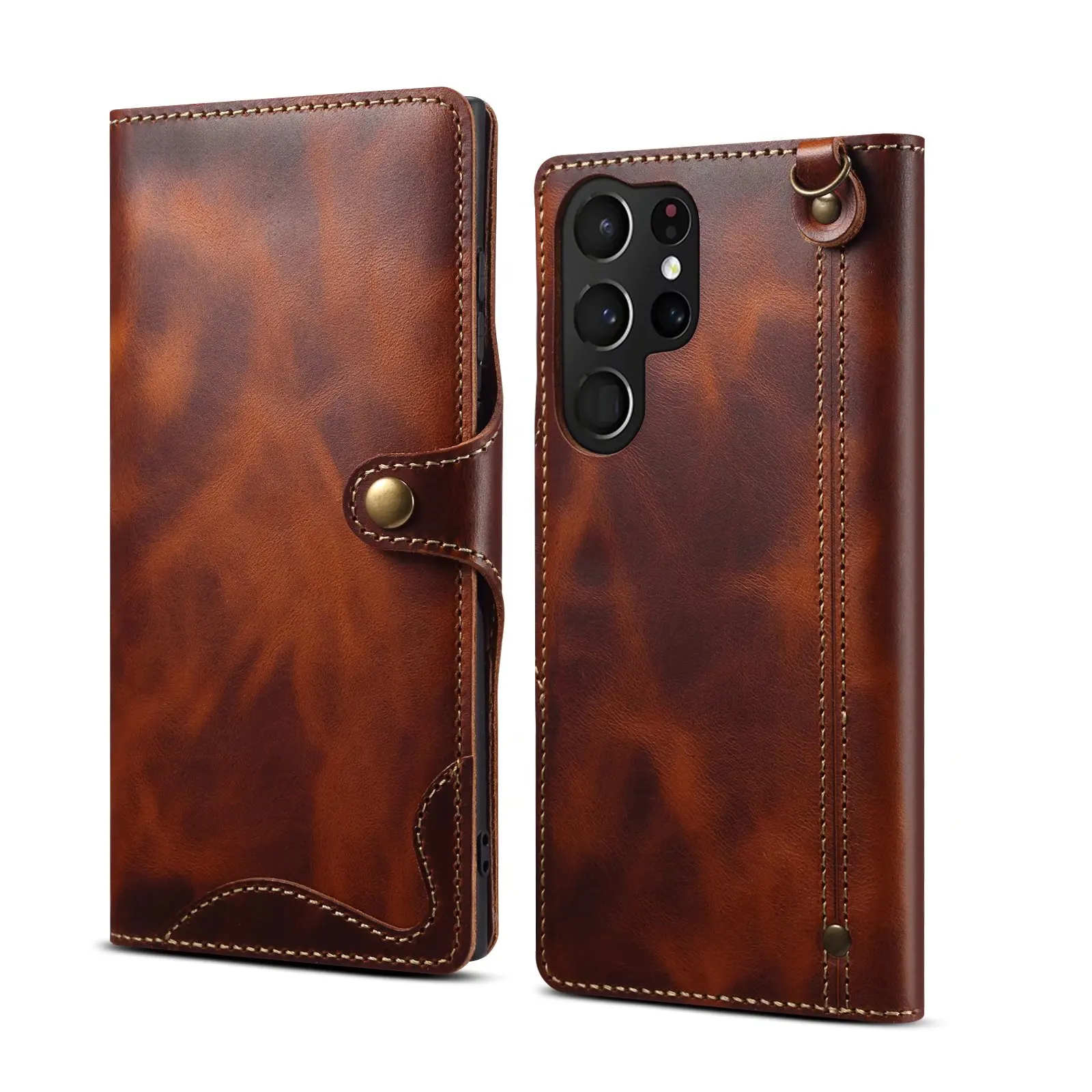 Premium Vintage Cowhide Leather Wallet Cover with Card Holder