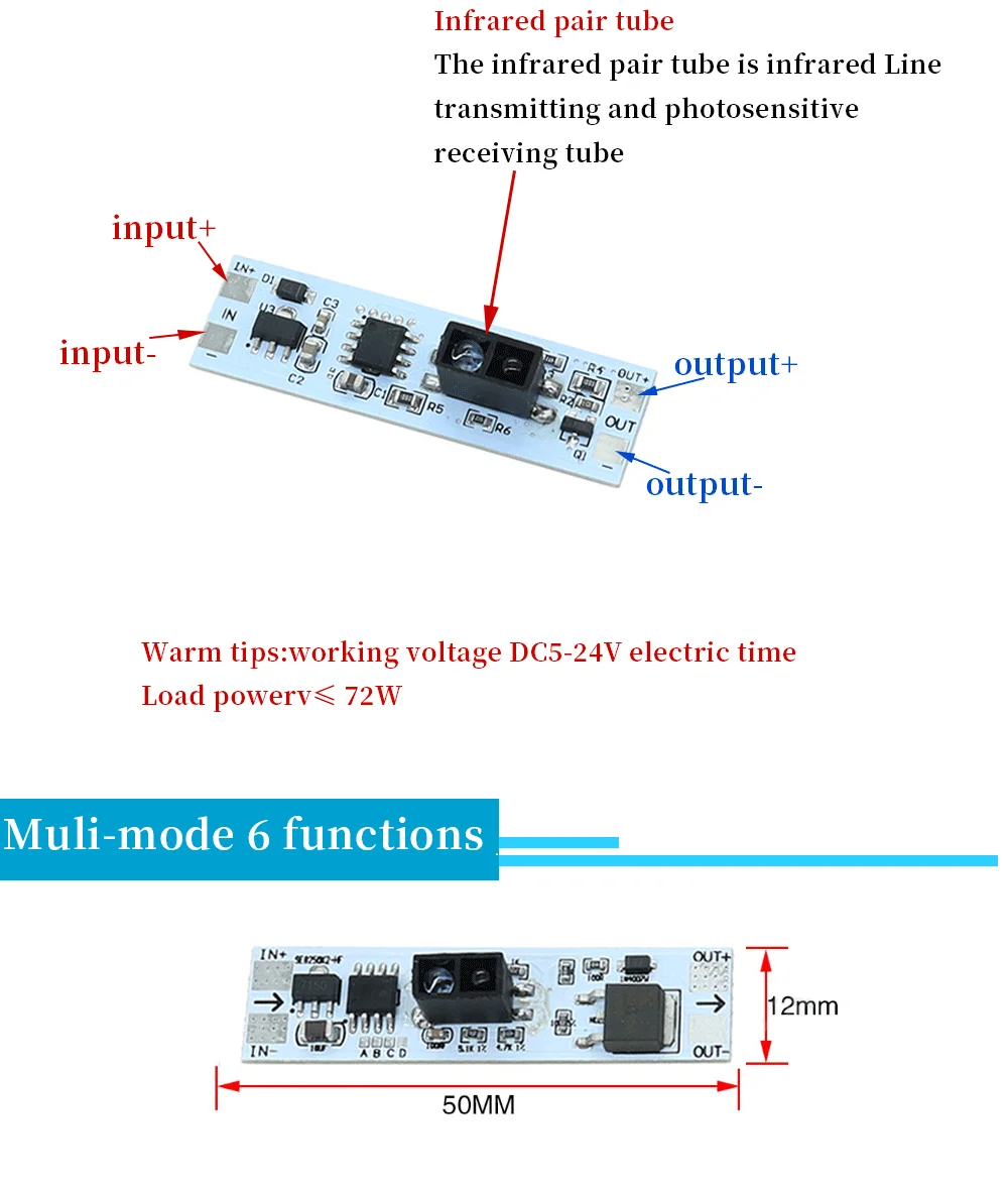 Description Picture 4 of itemShort Distance Scan Sensor Capacitive Touch Sensor Switch PIR Motion Sensor Switch Module 3A Constant Voltage For Smart Home