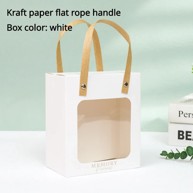 5 bolsas de papel transparentes con ventana para regalo de cumpleaños, embalaje portátil visual, para festivales, ramos, tartas, cajas de mano