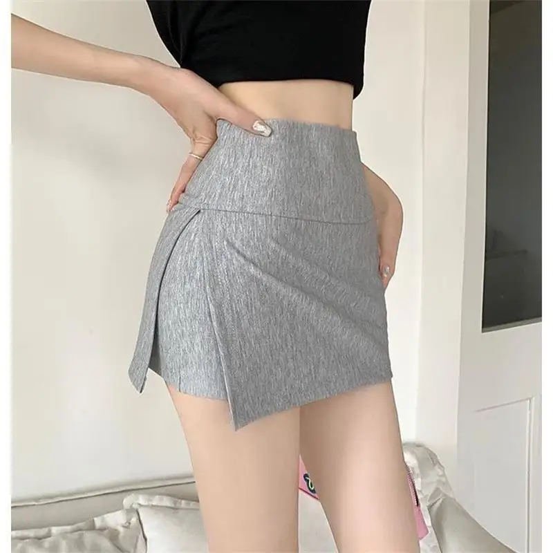 Women Mini Skirt Sexy Low-waisted Casual Side Split Sports Solid Color Fashion Slim Bodycon Short Skirts Jogger