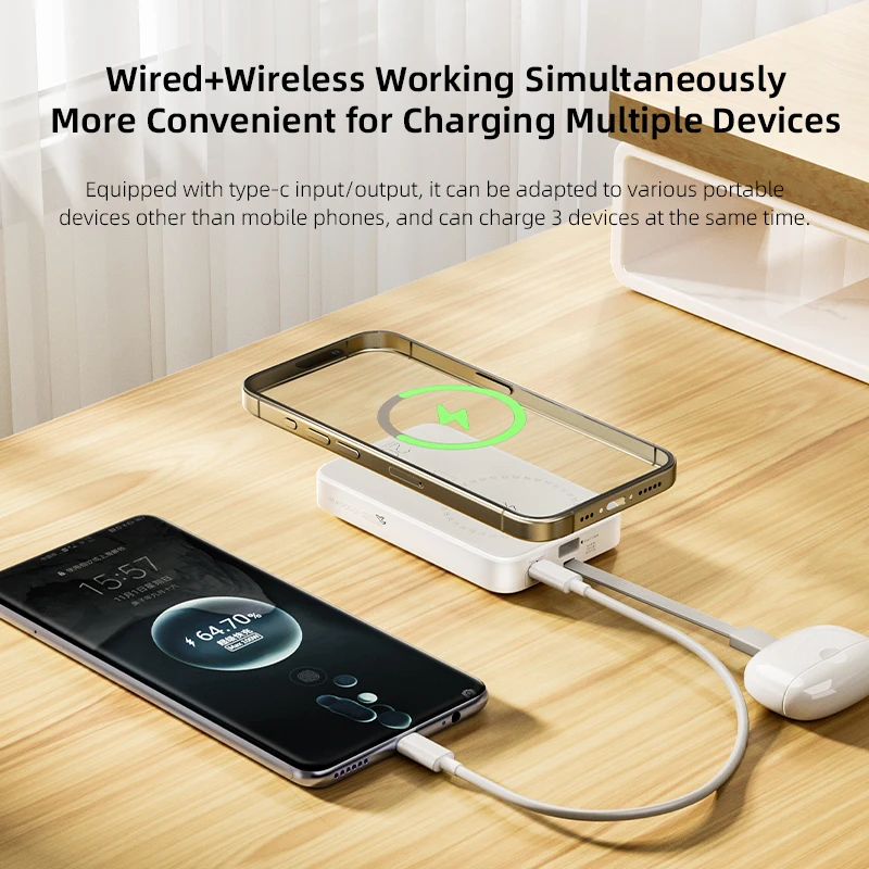 Vyvylabs Portable Power Bank Magnetic Travel Charger Stand 10000mAh 20W Fast Charging Mini Wireless Charging Station 3