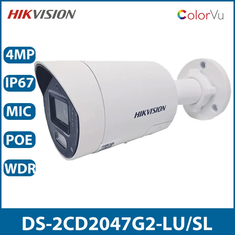 H Ikvision Poe Ip Camera 4Mp Outdoor Strobe Light Avviso Acustico Audio Bidirezionale Mini Bullet Network Camera Ds-2Cd2047G2-Lu/Sl