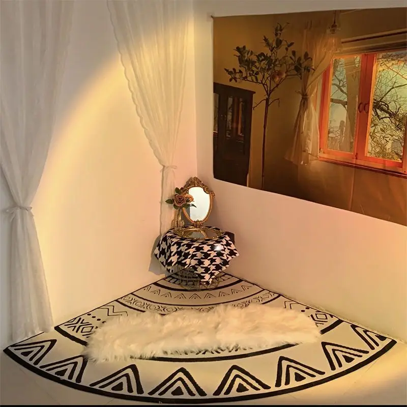 Nordic Modern Fan-Shaped Corner Carpet, Washable Floor Mat, Irregular Triangular Door Mat, Living Room, Bedroom, Porch Home, 1Pc