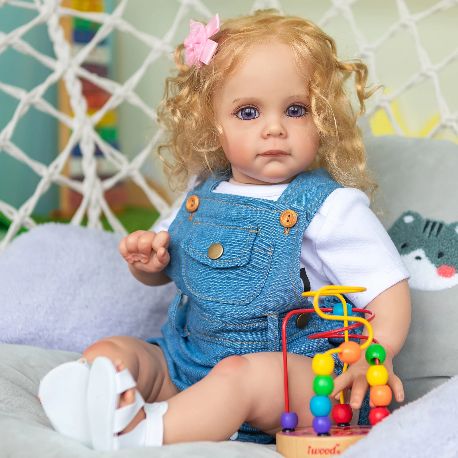 

60CM Handmade High Quality Reborn Toddler Maggie Girl Doll Detailed Painting Lifelike Hand-rooted hair Collectible Art Doll