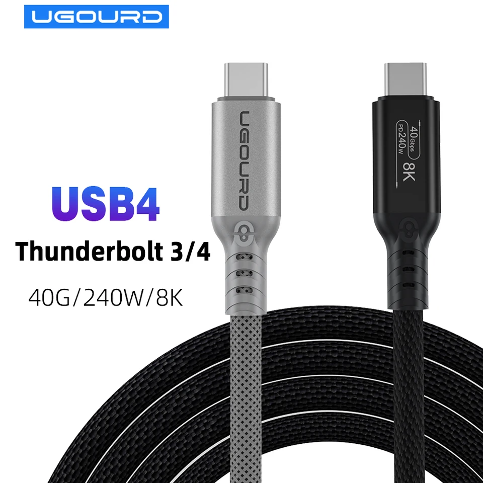 UGOURD Thunderbolt 4 2 メートル USB4 ケーブル 40Gbps Thunderbolt3