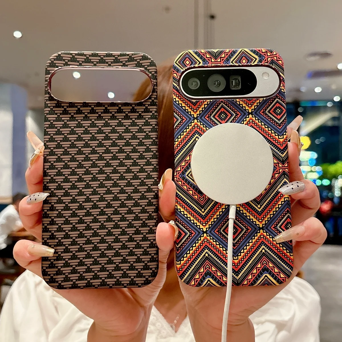 Carbon Fiber Kevlar Pattern Magnetic Phone Case - Slim Hard Plastic Cover