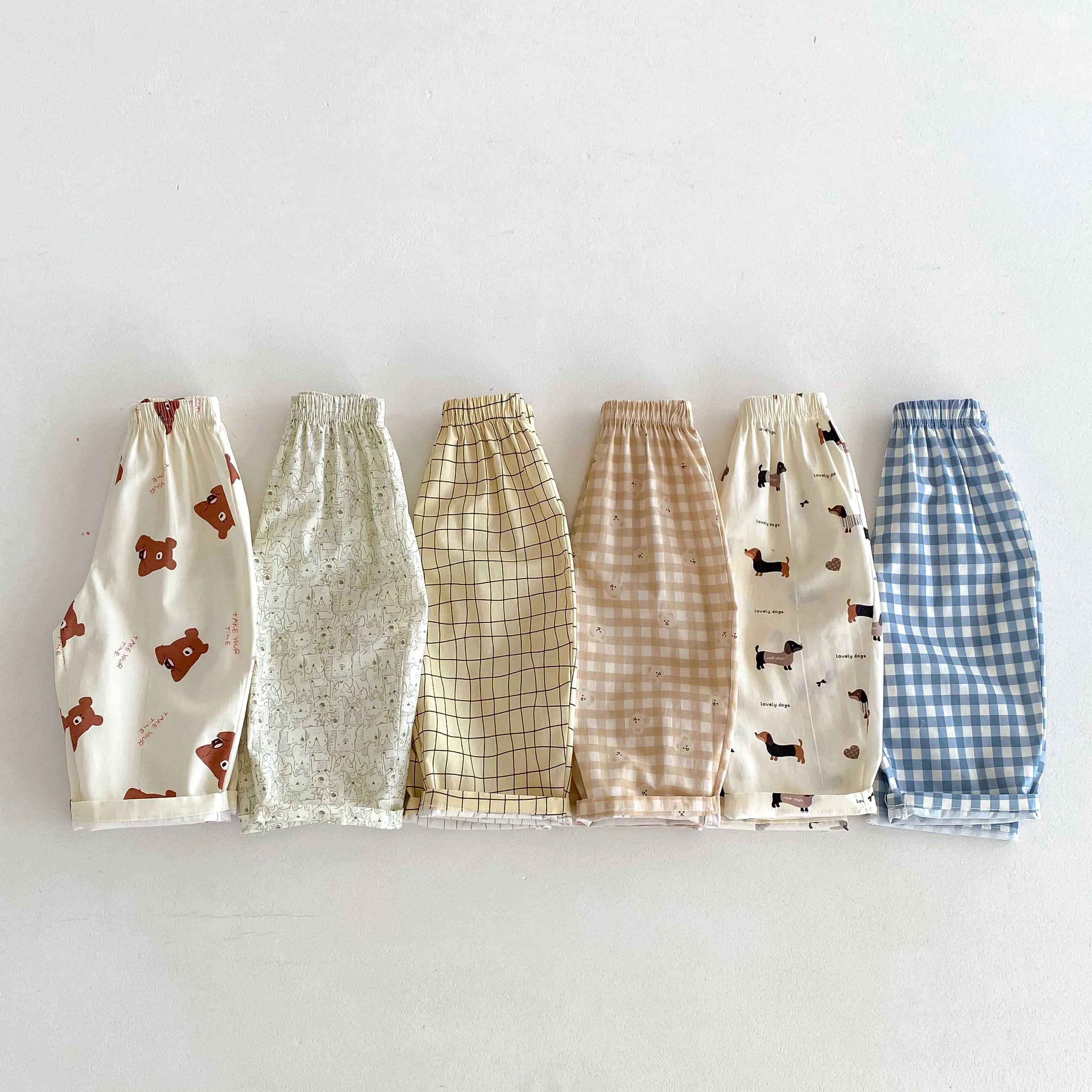 2024 New Children Trousers Plaid Printed Cartoon Fashion Baby Girls Boys Loose Casual Harem Pants Kids Pants Summer Clothes 2
