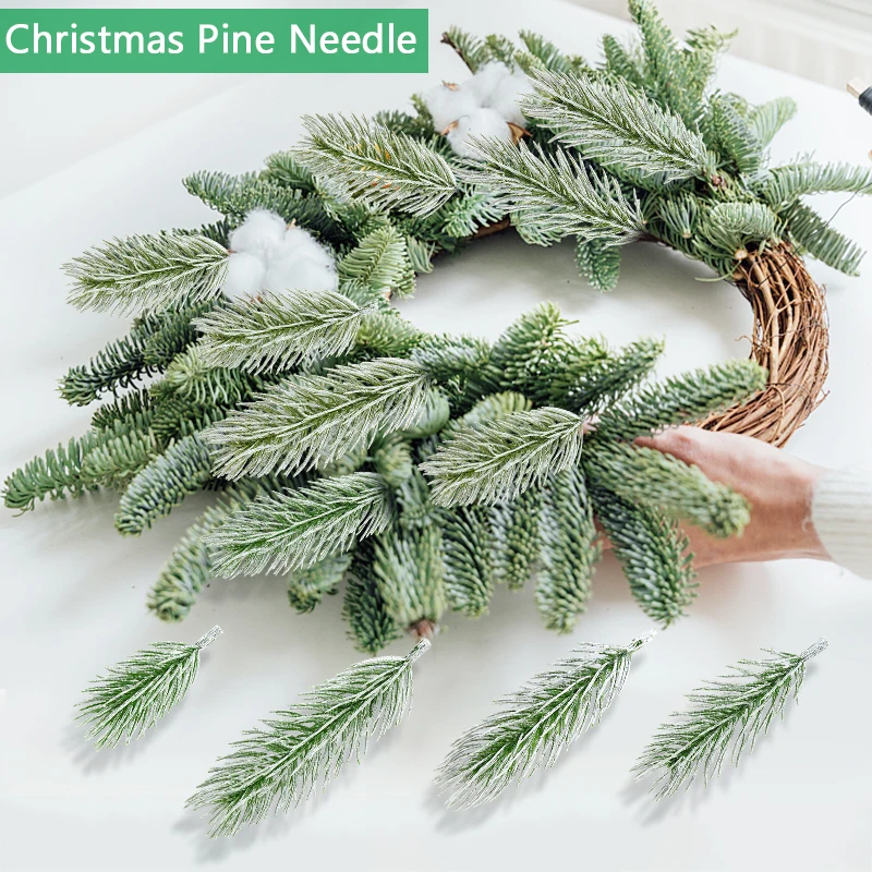 

10pcs Christmas Pine Needle Branches DIY Wreath Garland Decoration Accessories Artificial Plant Ornament Christmas Craft Decor