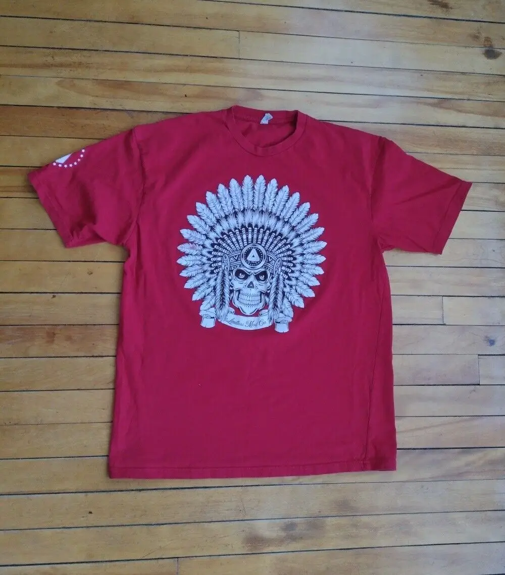 Mod Vintage Senza Limiti Co. Tshirt T Shirt Skull Indian Head Dress Vape Shop Sz L