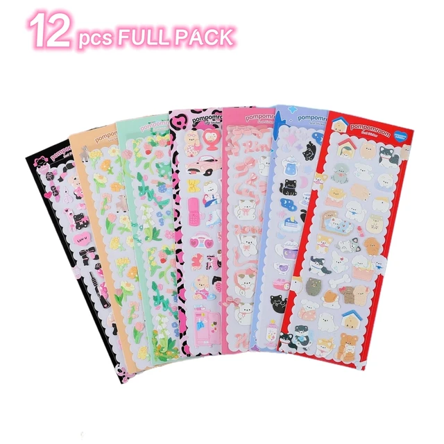 12pcs Family Pet Series Korean Style Cute Kpop Toploader Deco