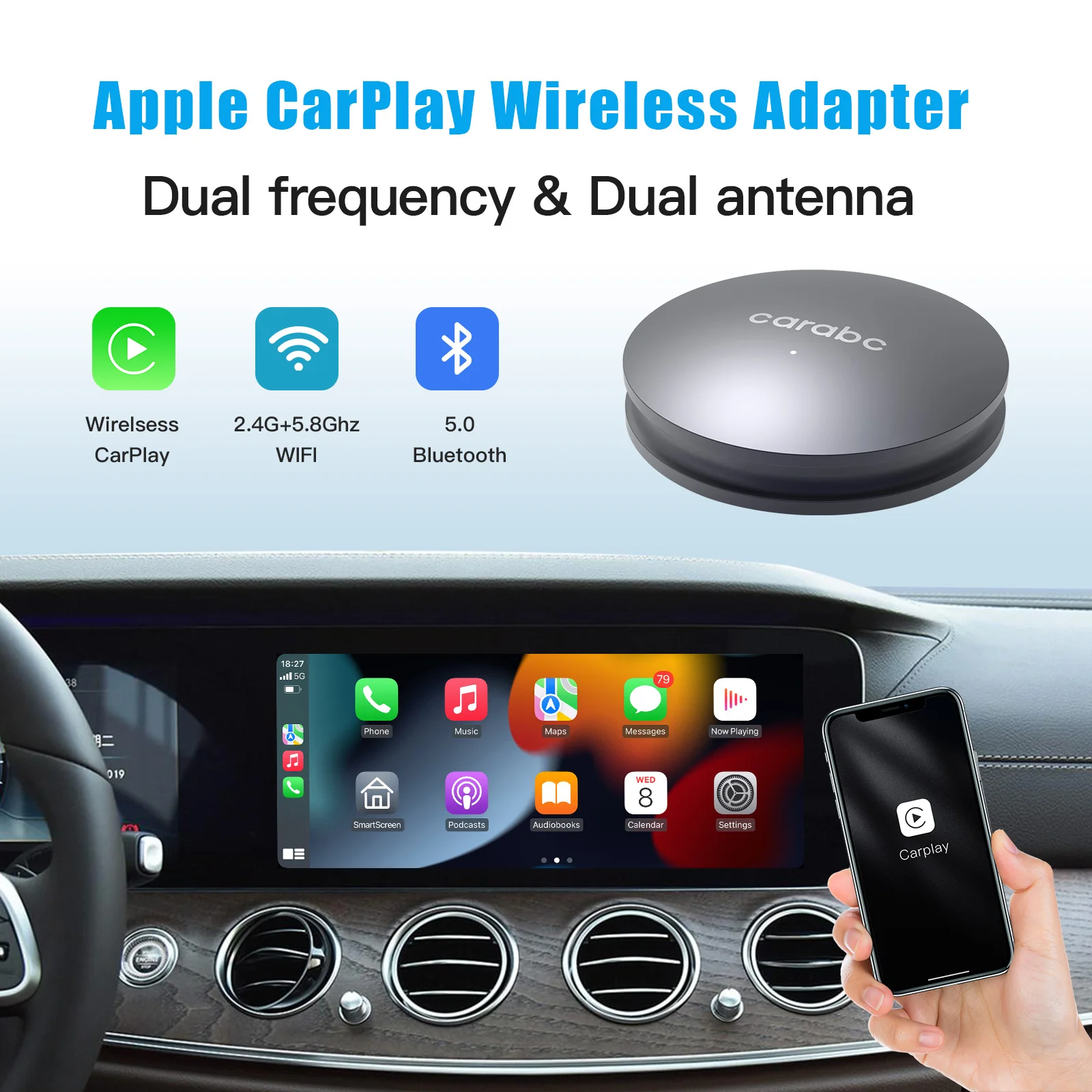 Wireless CarPlay Adapter Wired to Wireless Android Auto Dongle For