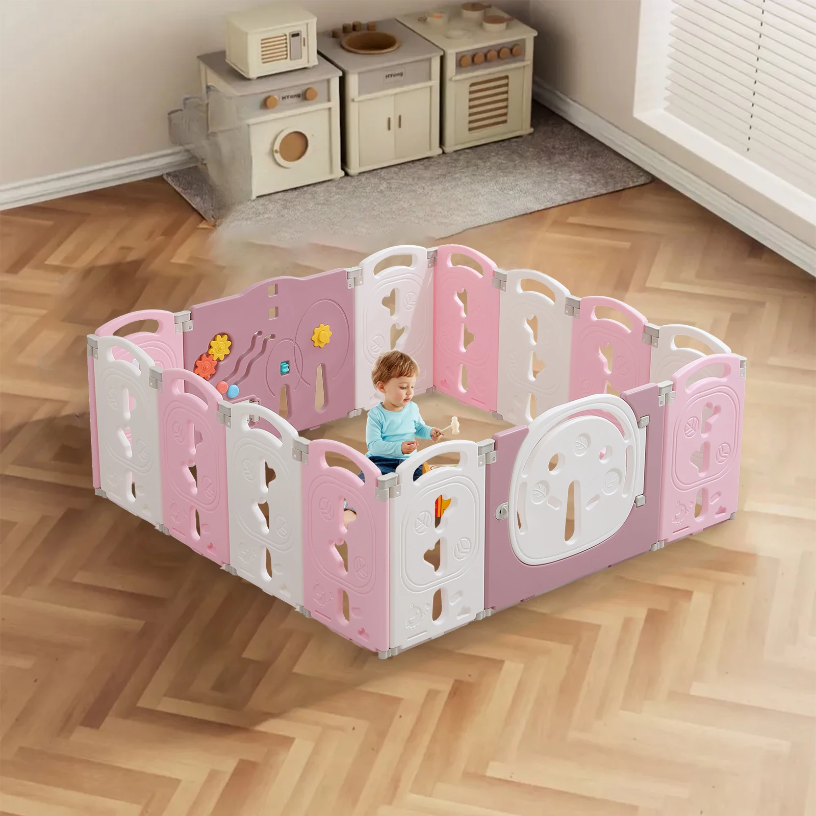 Kids and Toddlers' Playpen,Kids Activity Center Safety Play Yard for Indoor&Outdoor,Portable,Plastic 5