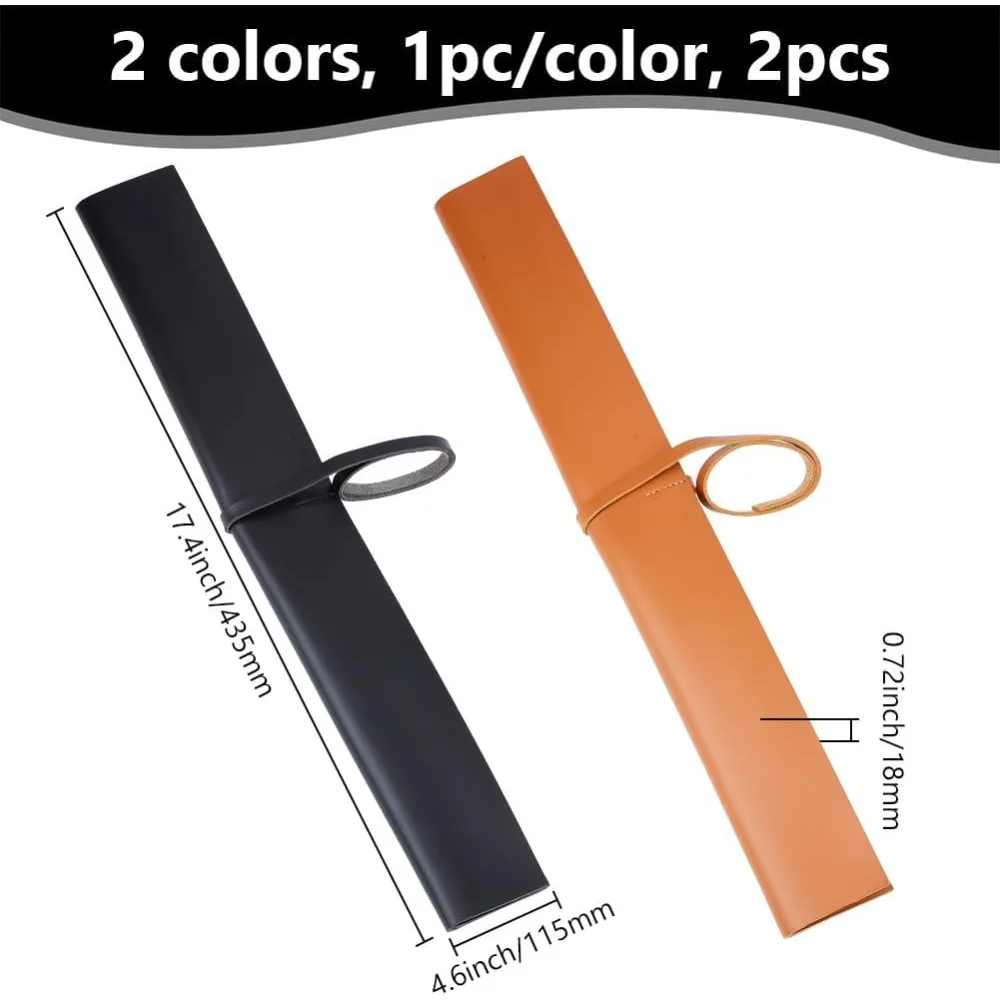 2Pcs 2 색 모조 가죽 드럼 스틱 보관 가방 보호 가방 혼합 색상 435x115x18mm 1pc/color