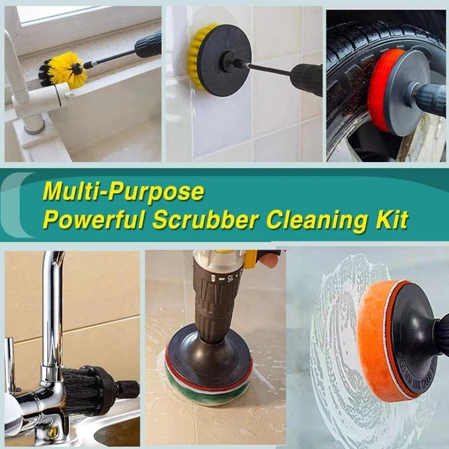 UNTIOR – ensemble de fixation de brosse pour perceuse électrique, brosse à récurer électrique, polisseuse de voiture, Kit de nettoyage de cuisine et de salle de bains, outils de nettoyage de toilettes 3