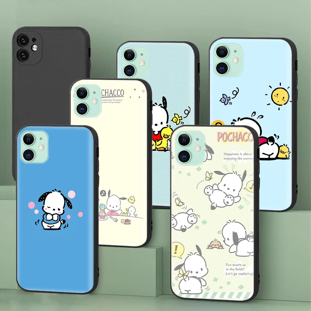Custodia Protettiva Nera Per Oppo Reno 5 5F Uae 5K 5Z Lite 6 6Z Pro Plus Sanrio Dog Cartoon Pochacco