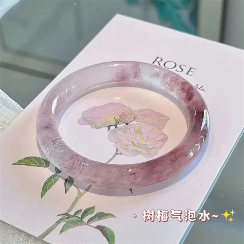 Guifei Round Strip Thick Glass Anti Jade Ice Penetrating Bangle Bracelet Ancient Palace Hanfu Jewelry Accessories bangle bracelet zirconia bangle
