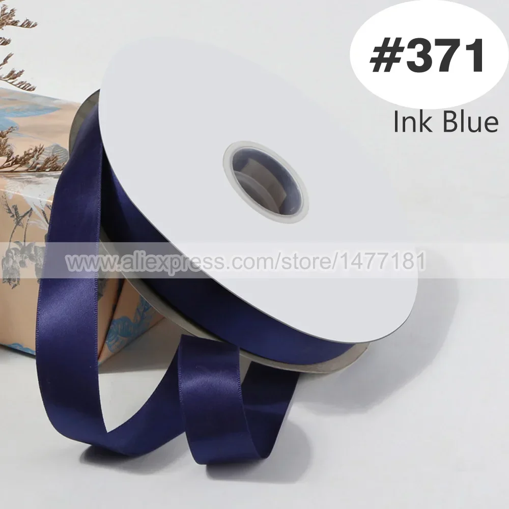 Blue Double Face Satin Ribbon – High-Density Polyester Fabric, Multiple Widths Available, 100 Yards
