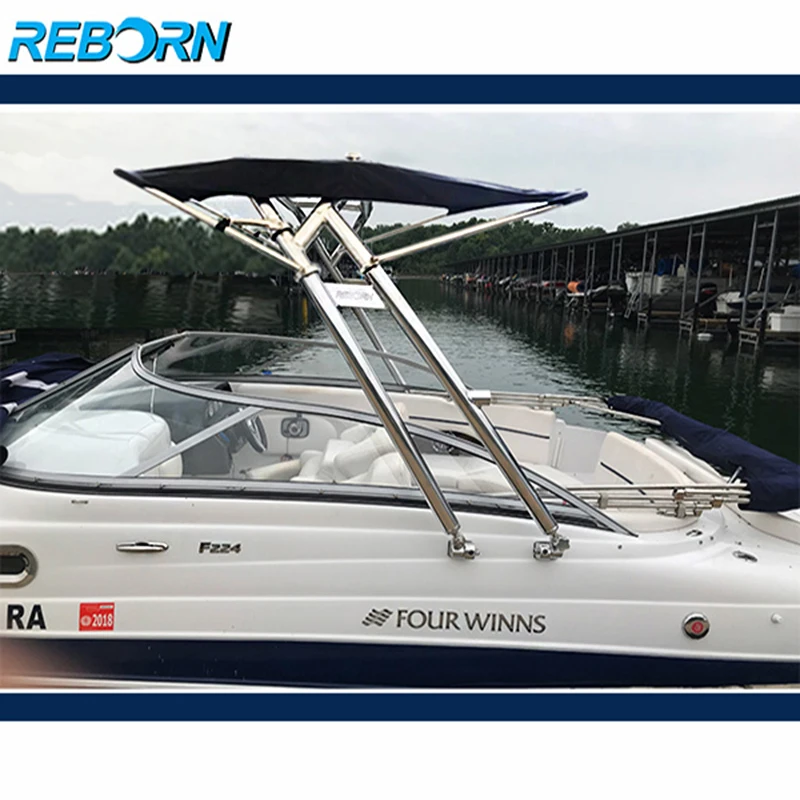 Reborn Catapult Polished wakeboard tower plus Foldable Tower Bimini Package 