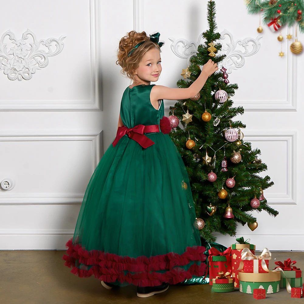 Tulle Red Christmas Dresses for Girls Formal Bridesmaids Wedding