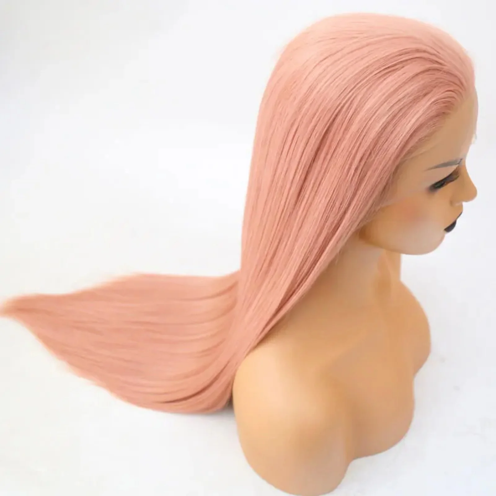 Pastel Pink Long Straight Synthetic Lace Front Wig Glueless Frontal Light Pink Colored Hair Lace Wigs For Women Party Cosplay Womens Synthetic Wigs