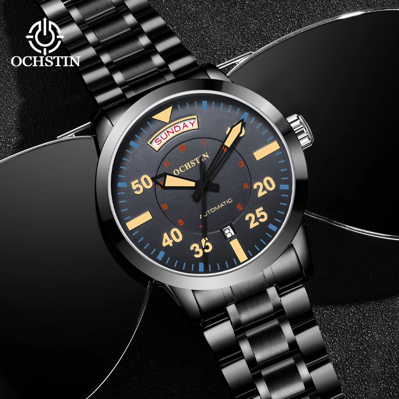 Ochstin Master Series Casual Simple Wind Double Calendar Mechanical Movement Wrist Watch Men Mechanical Watch Mechanical Watch