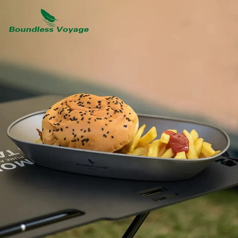 Boundless Voyage Ultralight Titanium Dinner Plate with Carry Bag