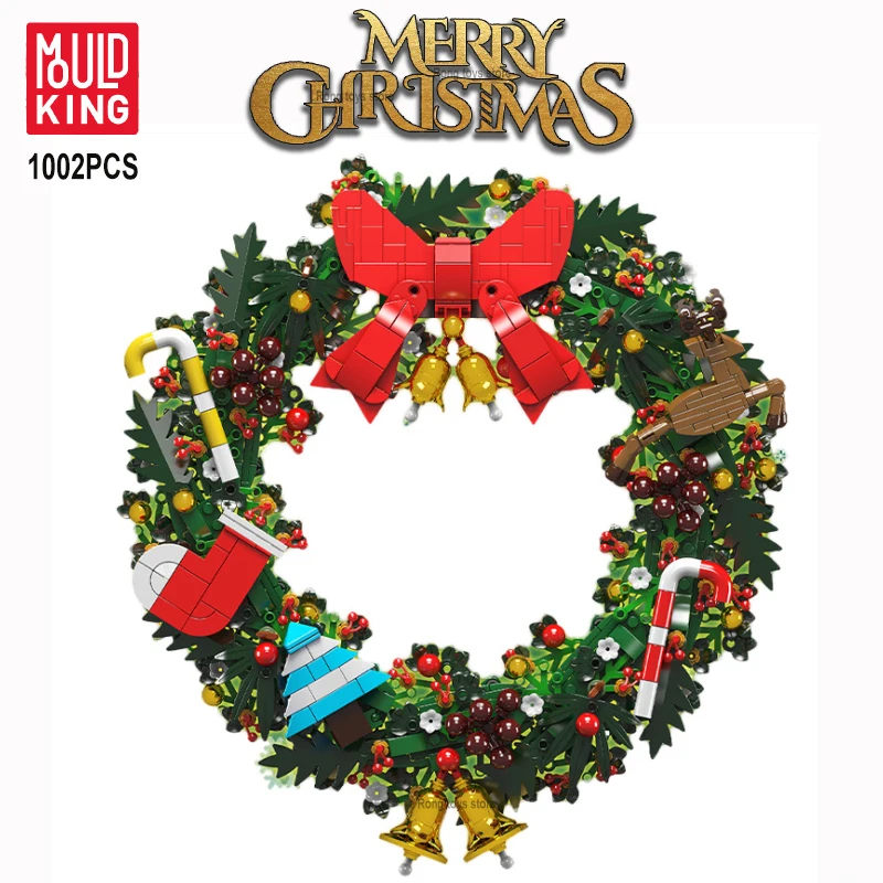 

Mould King Christmas Wreath Building Blocks Eucalyptus Wreath and Dried Flower Wreath Model Brick Kids Xmas Gift Wall Decoration