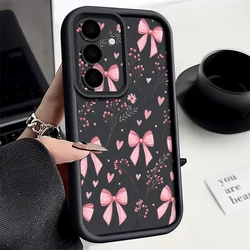 Chic Pink Bow Pattern Soft TPU Silicone Phone Case - Elegant and Stylish Back Cover - Galaxy A27 (B024 Black)
