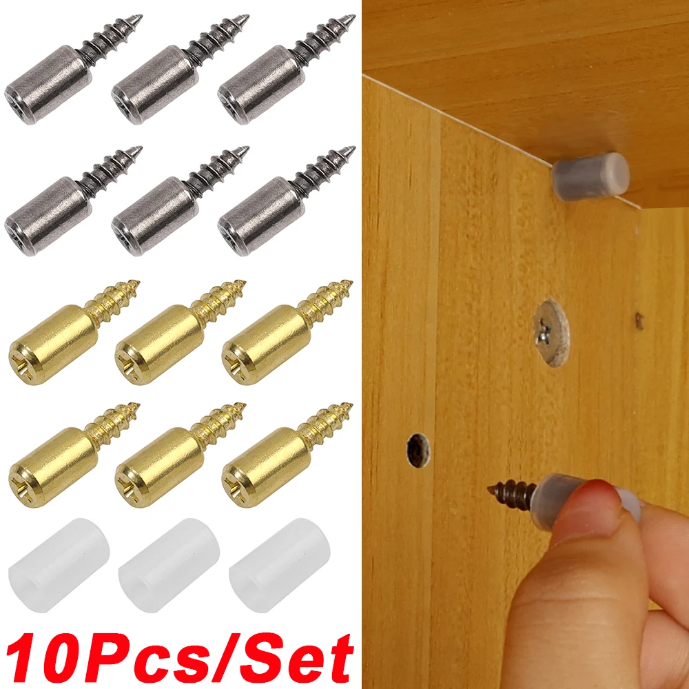 

10/1Pcs Cross Self-Tapping Screw Bracket With Rubber Non-slip Wardrobe Cabinet Glass Screws Pegs Laminate Support Partition Nail