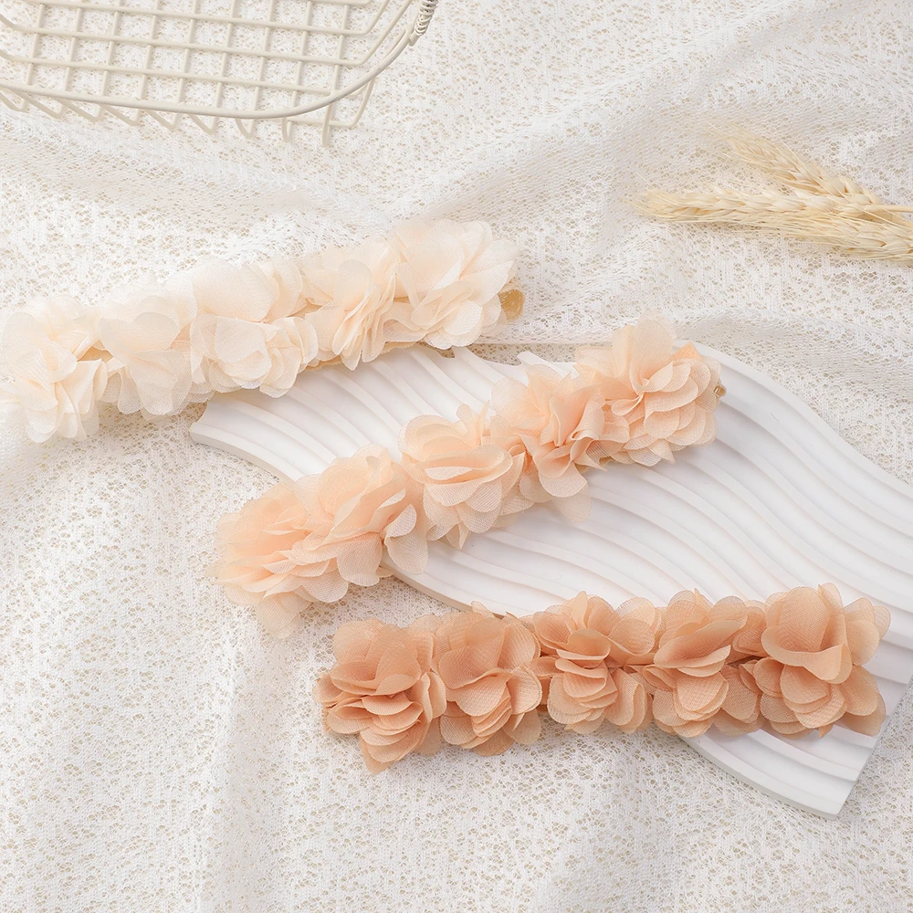 3/Pcs/Set Retro Baby Flower Headband Chiffon Hair Bands Handmade DIY Headwear Hair Accessories for Kids Children Newborn Toddler 3