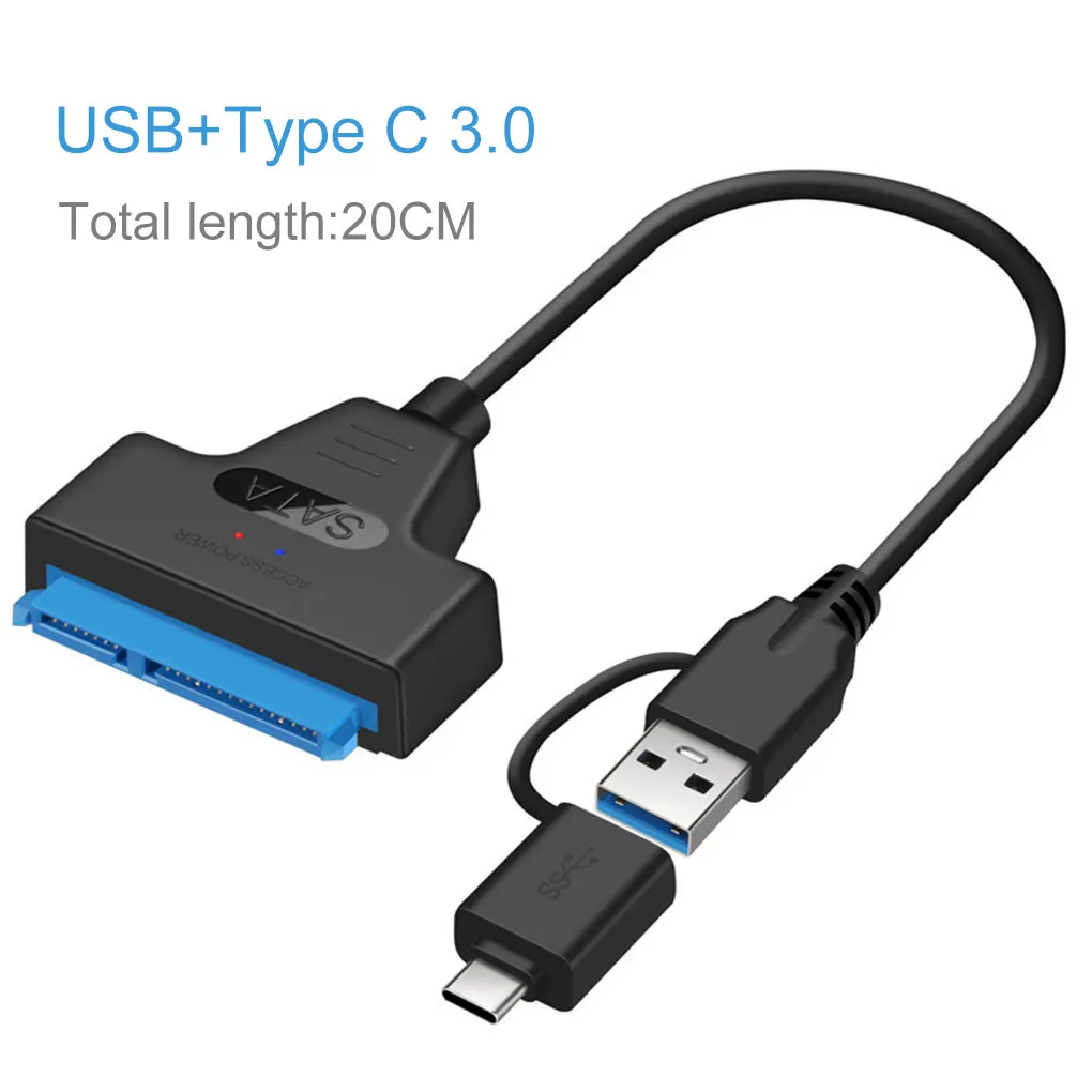 SATA Adapter Cable Harddisk To USB Type-c Converter Cord USB 3 0 2-in-1 Fast Transmission Speed Cable