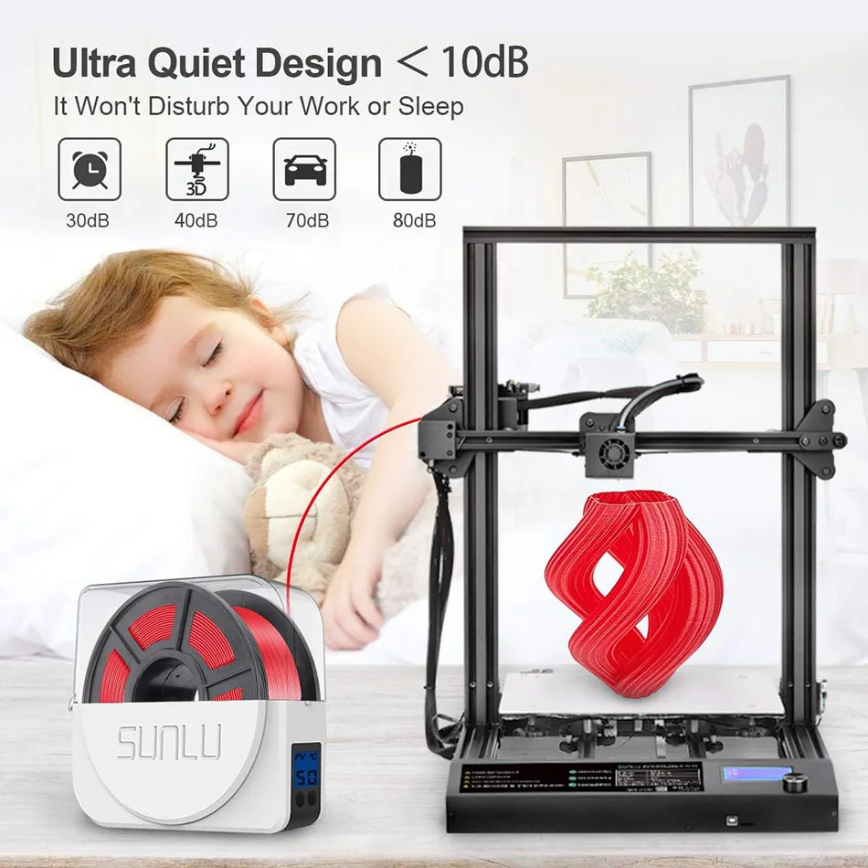 SUNLU S1 Plus 3D 프린터 필라멘트 건조기, 선풍기 업그레이드 필라멘트 탈수기 보관 드라이 박스, 1.75mm, 3.00mm, 1kg 3D 필라멘트