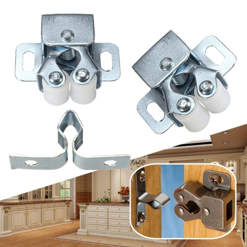 1-5Pcs door latch cabinet latch double roller catches cupboard cabinet door latch antique furniture door catch latch hardware home kitchen tools