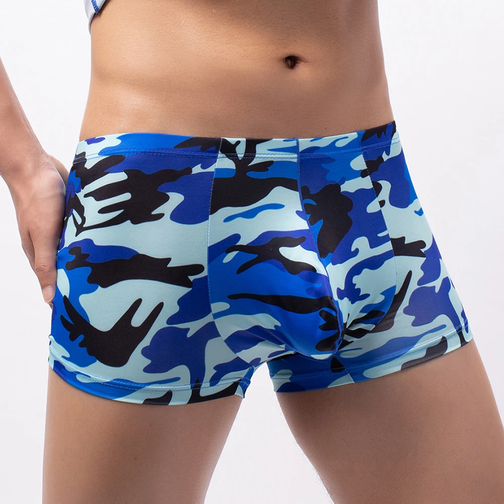 Men Sexy Low Waist Camouflage Boxer Briefs Comfy U-shaped Bag Underwear Pouch Bulge Shorts Underpants Hot Mens Boxer Shorts