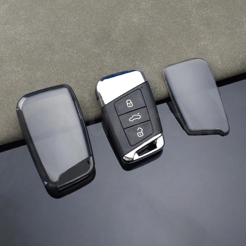 Transparent TPU Car Key Case Cover with Keychain Accessories