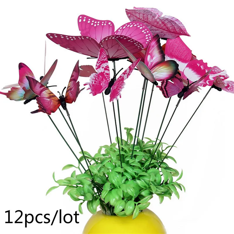 Colorful Butterflies Garden Yard Planter Butterfly Stakes Decoracion Outdoor Decor Flower Pots Decoration 12pcs butterfly decoration garden art decor