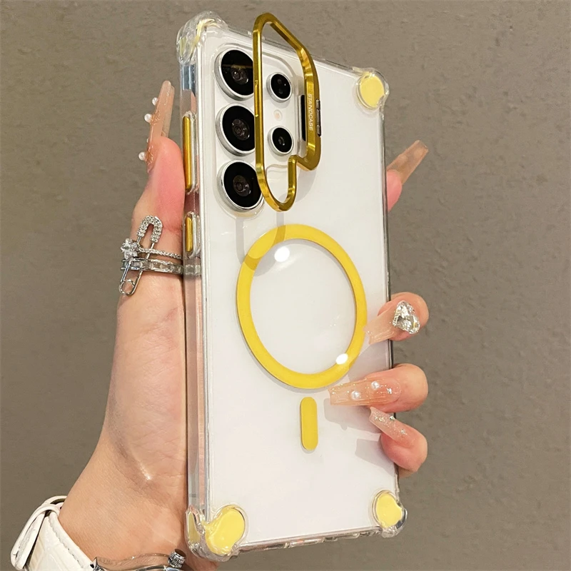 Clear Camera Lens Stand Phone Case with Magnetic Feature