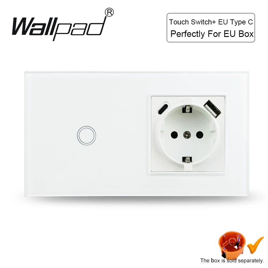 USB tipo C de la UE e interruptores de táctil Wallpad de cristal blanco, interruptor francés de 1 banda y enchufe de 110 ~ 250V 16A 157*86mm| | AliExpress