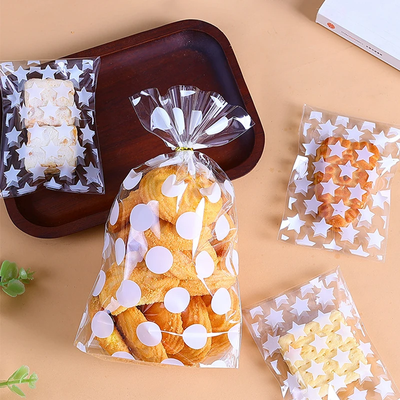 

1pack Star Transparent Gift Bag Cellophane Self Adhesive Bag With DIY Christmas Birthday Party Candy Cookie Food Packaging Pouch