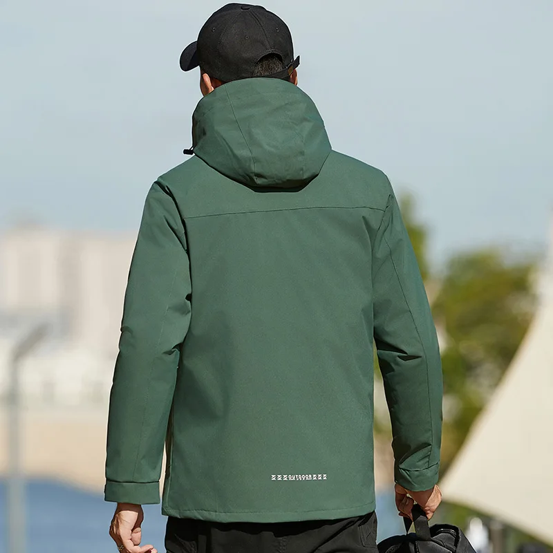CHRLCK Men's 3 In 1 Thick Hiking Waterproof Jacket Down Cotton Fishing Skiing Windbreaker Outdoor Warm Jackets Windproof Coats