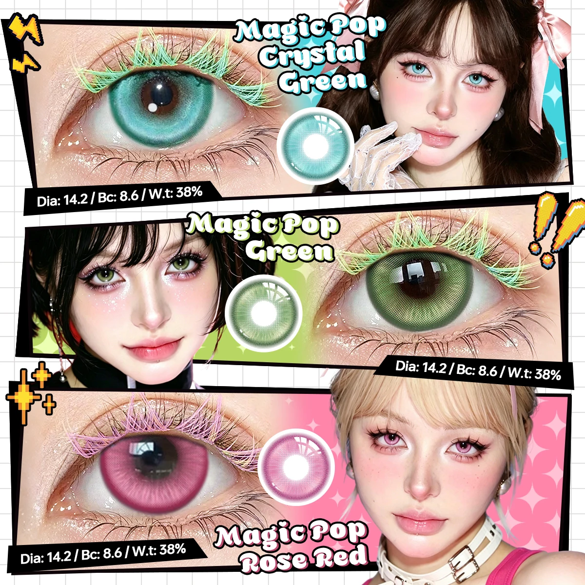 VISUASHOW Magical Pop Purple/Pink Cosplay Contact Lenses for Party and Halloween Eye Makeup