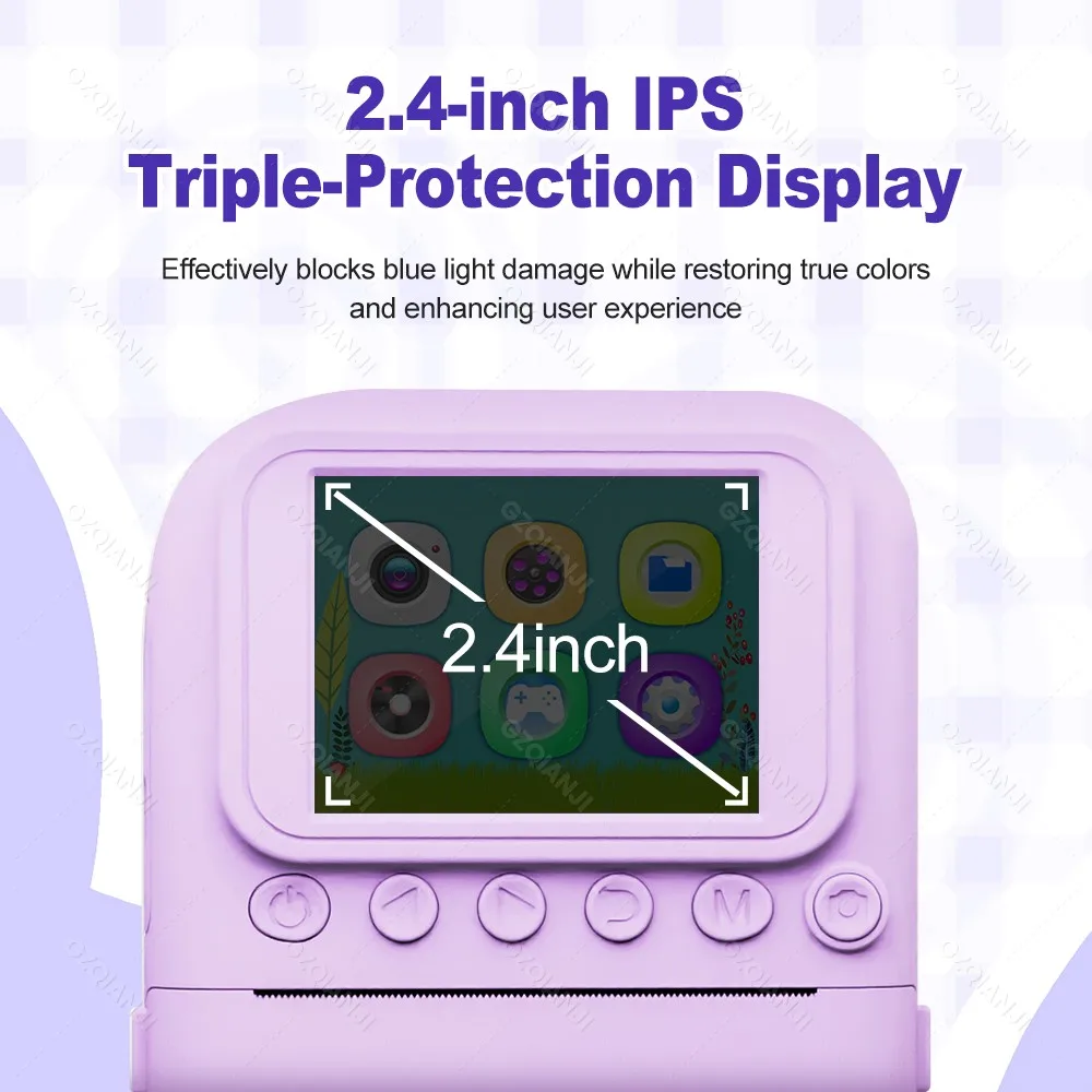 Thermal Printer Kids Instant Printing Camera 5 Color Printing Camera 1080P HD Camera Print Photo Video Games Music Children Gift