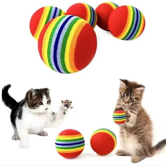 1Pcs Colorful Pet Rainbow Foam Fetch Balls Training Interactive Dog Funny Toy 2