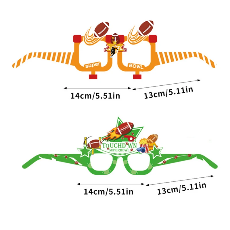 12Pcs New Super Bowl Paper Glasses Children Adult Scene Football Decoration Photo Props Party Supplies